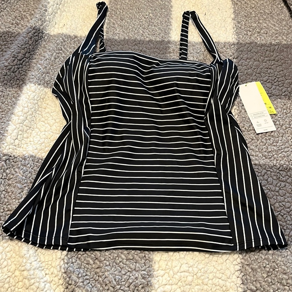 NWT Tankini Top Black and White Size Large 12-14